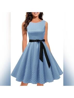 NWT Gardenwed Vintage 1950s Sleeveless Cocktail Retro Tea Swing Dress, Small